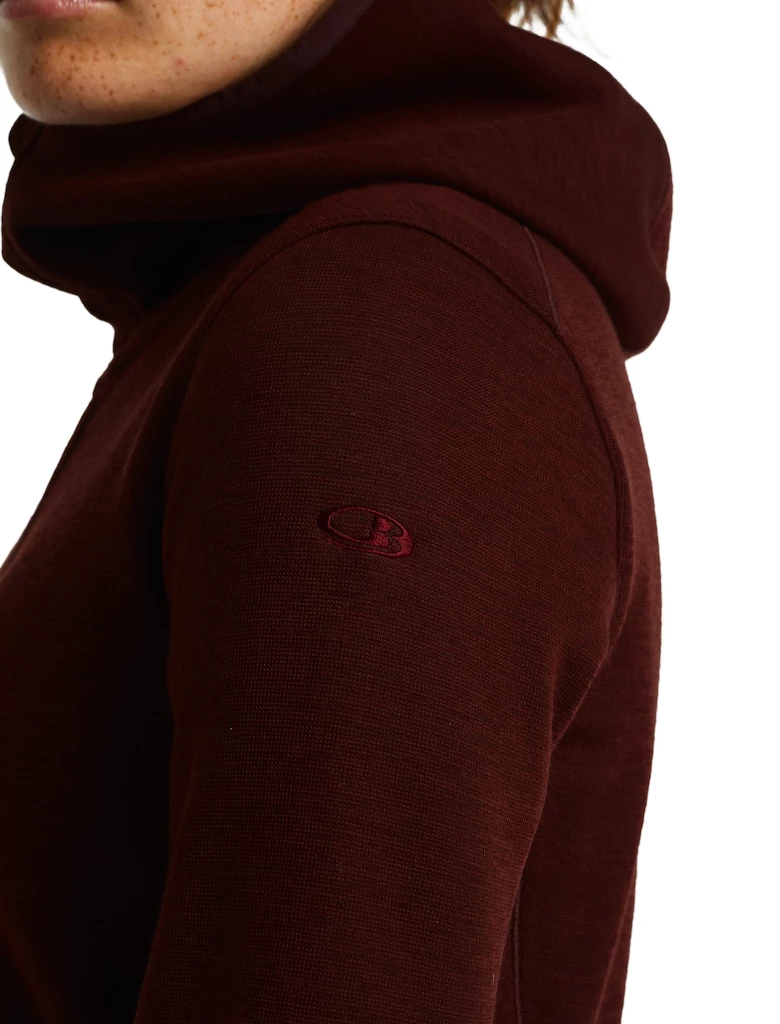 Bluza damska Icebreaker  W Elemental LS Zip Hood ESPRESSO