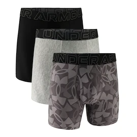 Bokserki męskie Under Armour Perf Tech Print 6in 3Pack Castlerock Heather