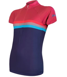 Damska koszulka rowerowa Sensor Cyklo Summer Stripe Blue/Lilla