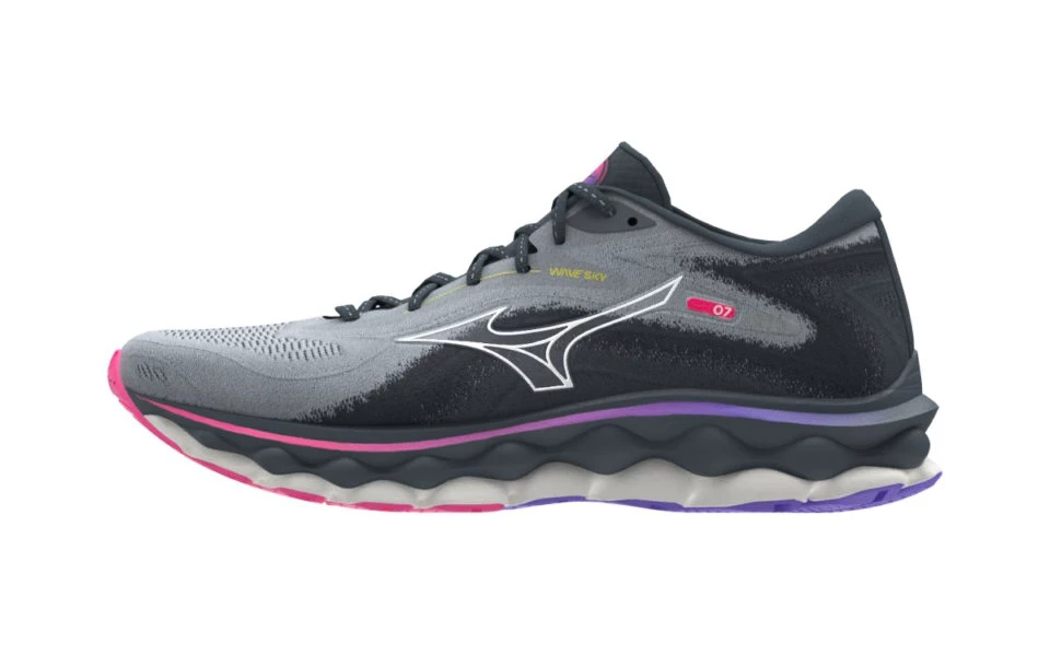 Damskie buty do biegania Mizuno  Wave Sky 7 Pearl Blue/White/High-Vis Pink  UK 4