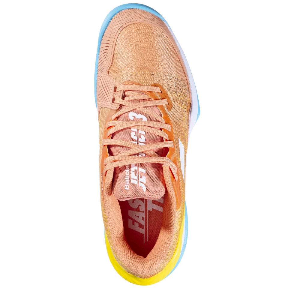 Damskie buty tenisowe Babolat Jet Mach 3 AC Women Coral/Gold Fusion