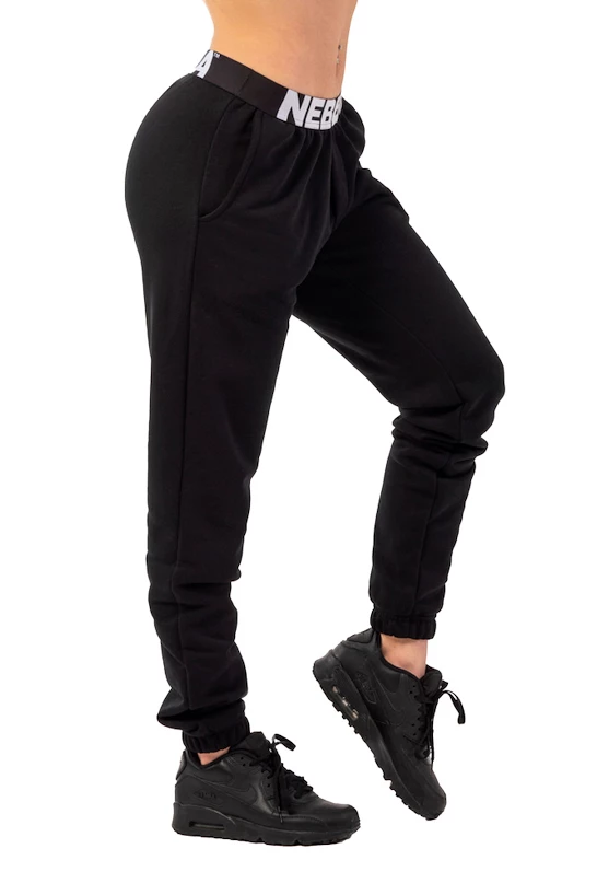 Damskie dresy Nebbia  Iconic Mid-Waist Sweatpants 408 black XS