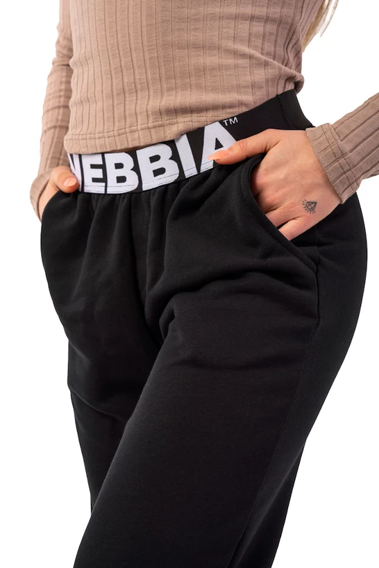 Damskie dresy Nebbia  Iconic Mid-Waist Sweatpants 408 black XS