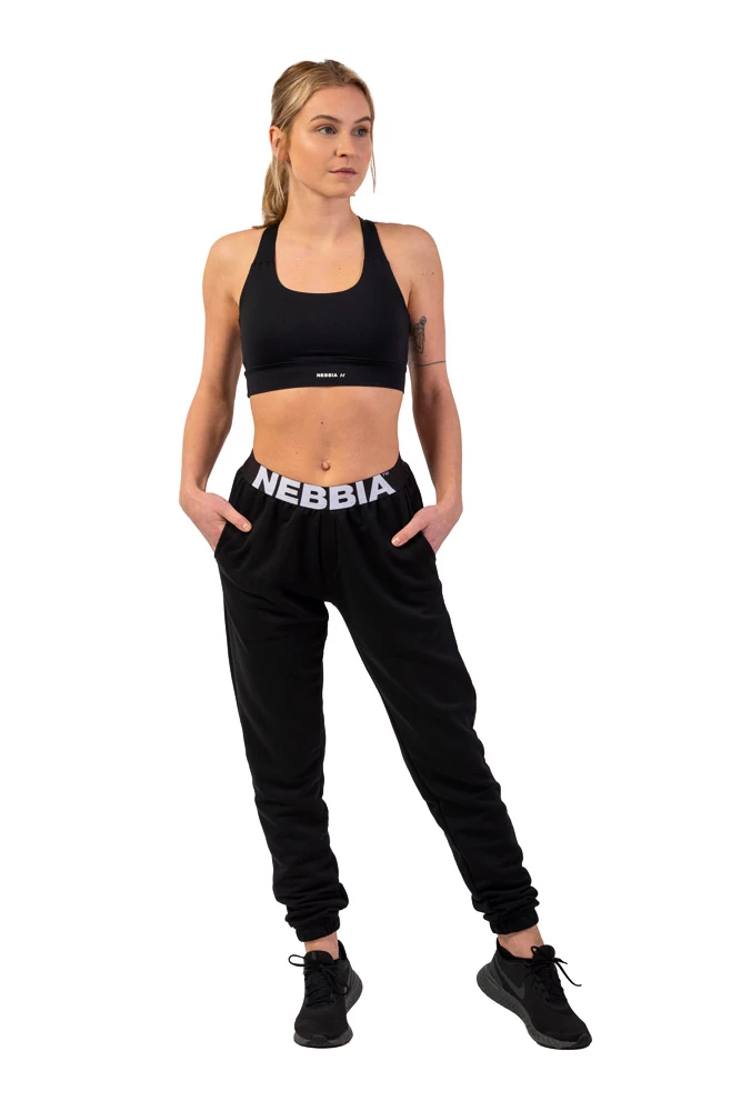 Damskie dresy Nebbia  Iconic Mid-Waist Sweatpants 408 black XS