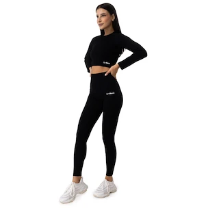 Koszulka damska GymBeam  FLO Ribbed CropTop Black M