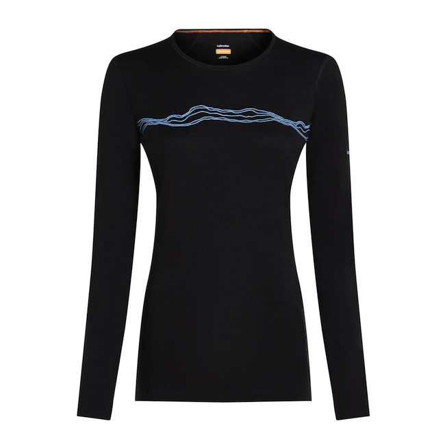 Koszulka damska Icebreaker Merino 200 Oasis LS Crewe Mountain Pulse Black