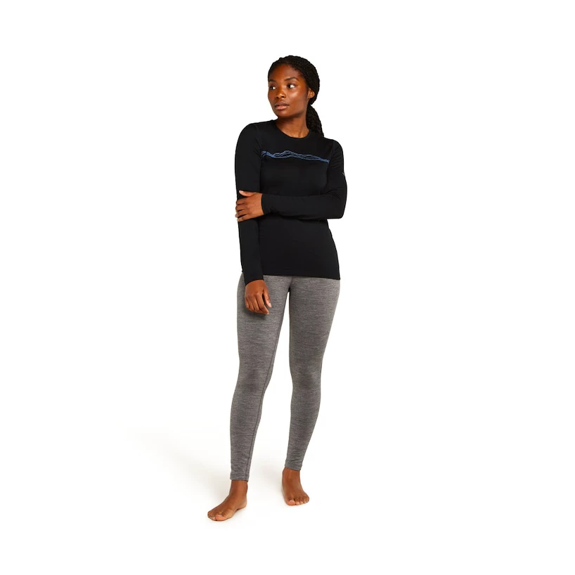 Koszulka damska Icebreaker Merino 200 Oasis LS Crewe Mountain Pulse Black