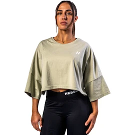 Koszulka damska Nebbia STRONG BEAUTY Oversized Cropped Tee JUST FLOW 431 light green