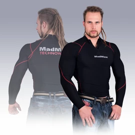 Koszulka kompresyjna MadMax z długim rękawem i zamkiem MSW903 czarno-czerwona