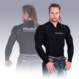 Koszulka kompresyjna MadMax z długim rękawem i zamkiem MSW903 czarno-zielona