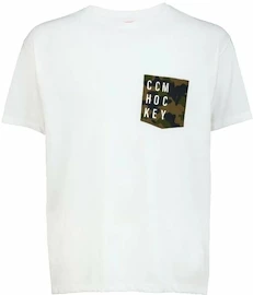 Koszulka męska CCM CAMO POCKET S/S TEE White Senior