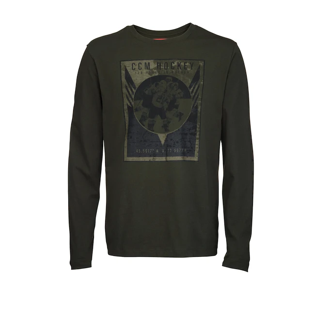 Koszulka męska CCM Nostalgia POSTER L/S TEE M, Zielona