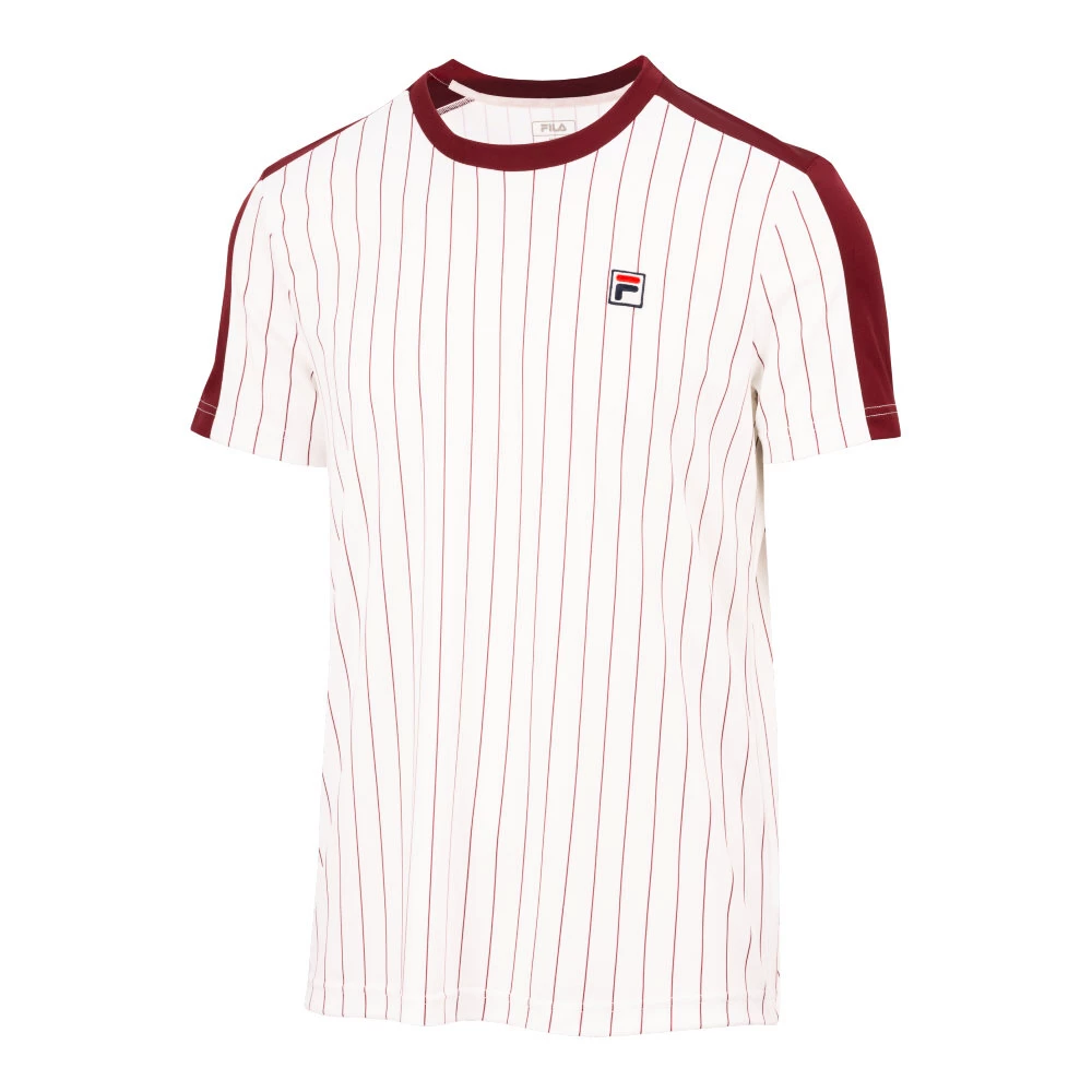 Koszulka męska Fila  T-Shirt Stripes Jascha 2 White Alyssum/Cabernet
