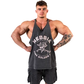 Koszulka męska Nebbia NEBBIA x OLYMPIA Washed Muscle Back Stringer GOLDEN AGE 791 black