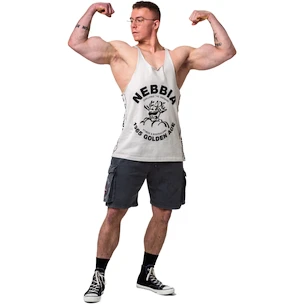 Koszulka męska Nebbia NEBBIA x OLYMPIA Washed Muscle Back Stringer GOLDEN AGE 791 light grey