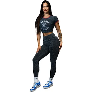 Legginsy damskie Nebbia NEBBIA x OLYMPIA Washed High Waisted Leggings GYM WARRIOR 776 black
