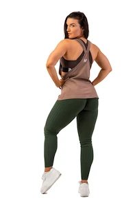 Legginsy damskie Nebbia  Organic Cotton Ribbed High Waist Leggings 405 dark green XS