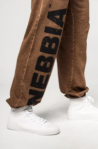 Męskie spodnie dresowe Nebbia  Washed-off Gym Sweatpants Baggy Style GYM BRO 373 Ligth Brown