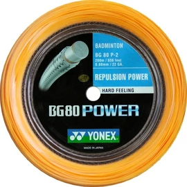 Naciąg rakiety do badmintona Yonex BG 80 Power Orange (0.68 mm) - 200m
