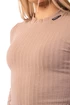 Nebbia Prążkowany t-shirt z długim rękawem, wykonany z bawełny organicznej 415 w kolorze brązowym