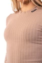 Nebbia Prążkowany t-shirt z długim rękawem, wykonany z bawełny organicznej 415 w kolorze brązowym