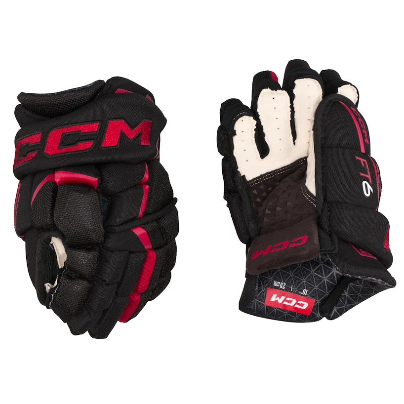 Rękawice hokejowe CCM JetSpeed FT6 Black/Red Junior 10 cali