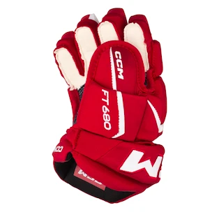 Rękawice hokejowe CCM JetSpeed FT680 Red/White Junior 11 cali