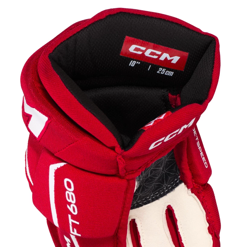 Rękawice hokejowe CCM JetSpeed FT680 Red/White Junior 11 cali