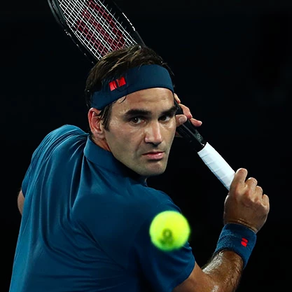 Roger Federer z rakietą tenisową Wilson Pro Staff