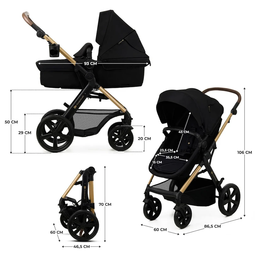 Wózek miejski Kinderkraft Moov 2 3in1 Pure Black Eva Wheels