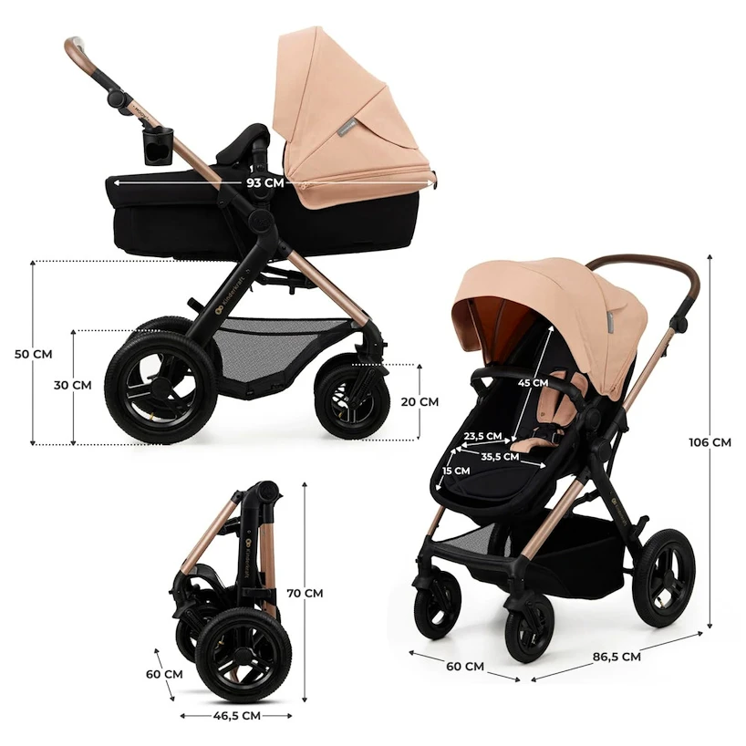 Wózek miejski Kinderkraft Moov 2 Air 3In1 Sand Beige