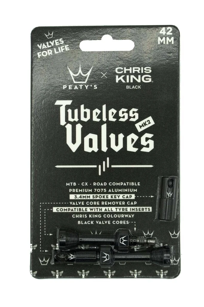 Zawór do systemu bezdętkowego PEATY'S  X chris king (mk2) black tubeless valves 42mm (ptv2-42-blk-12)