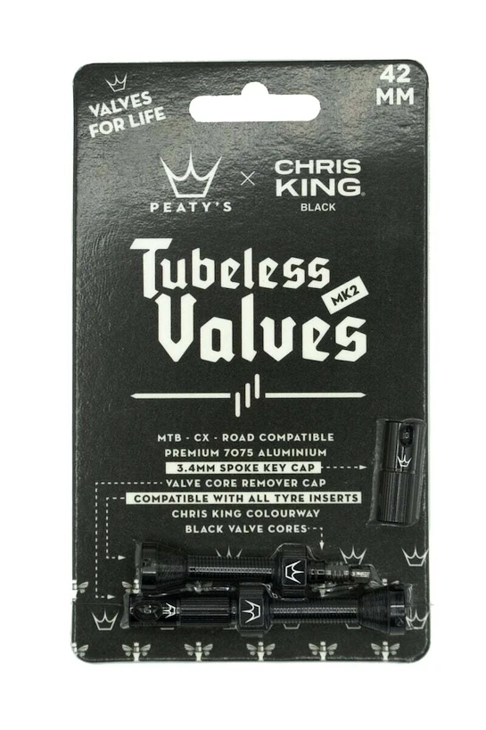 Zawór do systemu bezdętkowego PEATY'S  X chris king (mk2) black tubeless valves 42mm (ptv2-42-blk-12)