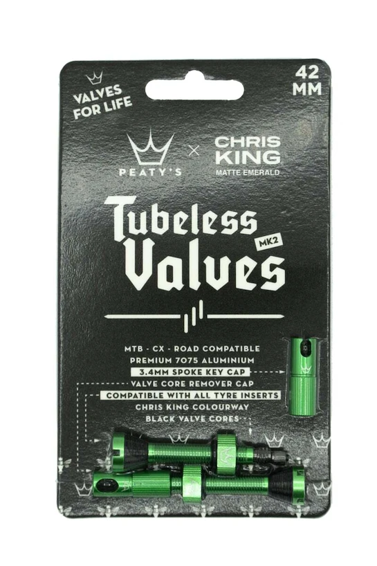 Zawór do systemu bezdętkowego PEATY'S  X chris king (mk2) emerald tubeless valves 42mm (ptv2-42-emr-12)