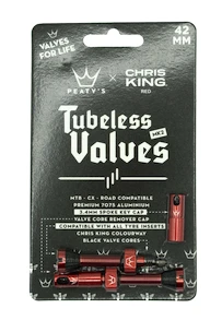 Zawór do systemu bezdętkowego PEATY'S  X chris king (mk2) red tubeless valves 42mm (ptv2-42-red-12)