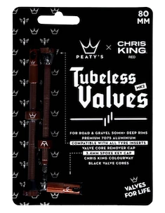 Zawór do systemu bezdętkowego PEATY'S  X chris king (mk2) red tubeless valves - 80mm (ptv2-80-red-12)
