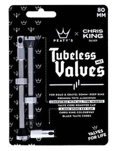 Zawór do systemu bezdętkowego PEATY'S  X chris king (mk2) silver tubeless valves - 80mm (ptv2-80-sil-12)