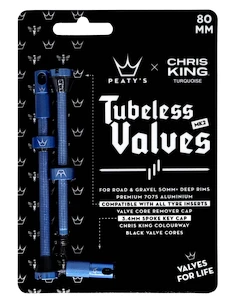 Zawór do systemu bezdętkowego PEATY'S  X chris king (mk2) turquoise tubeless valves - 80mm (ptv2-80-trq-12)