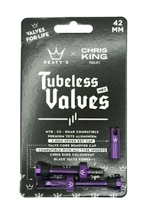 Zawór do systemu bezdętkowego PEATY'S  X chris king (mk2) violet tubeless valves 42mm (ptv2-42-vlt-12)